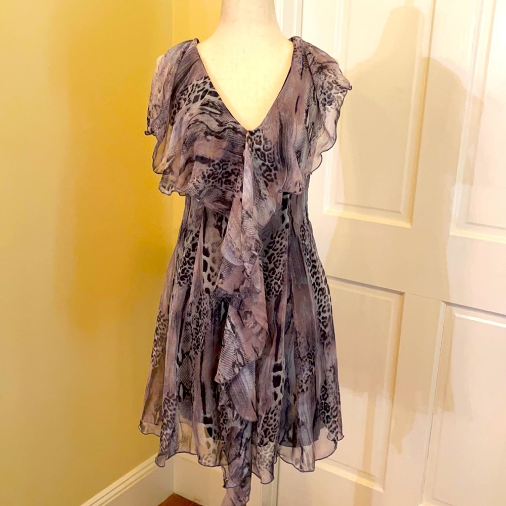 Boston Proper grey shear leopard dress